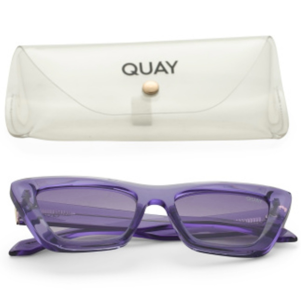 QUAY On The Radio Sunglasses Purple Frame Purple Gradient Lens Cat Eye NWT - Picture 13 of 14